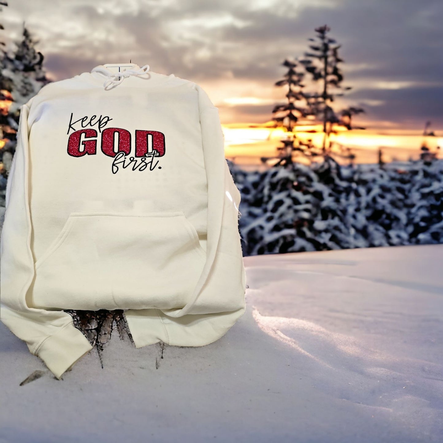 Keep God First Embroidered Hoodie